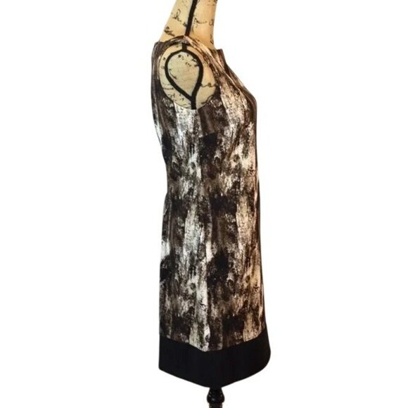AB Studio Sleeveless Abstract Dress Brown & Black Polyester/Spandex Size 10 - Picture 3 of 6